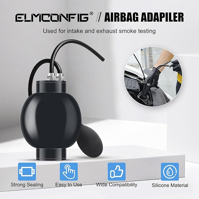 Quick Intake Adapter, Automotive Smoke Machine Bladder, Block Tester, Inflatable Leak Plug, Evap Smoke Machine Leak Tester for 12V Vehicle