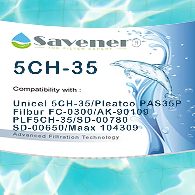 Savener® 5CH-35 PMAX50 Hot Tub Spa Filter Cartridge, Replaces Unicel 5CH-35, Filbur FC-0300, PAS35P, AK-90109, PLF5CH-35, 05015, SD-00780/SD-00650, Maax 104309, 35 Sq. Ft, 2 Pack