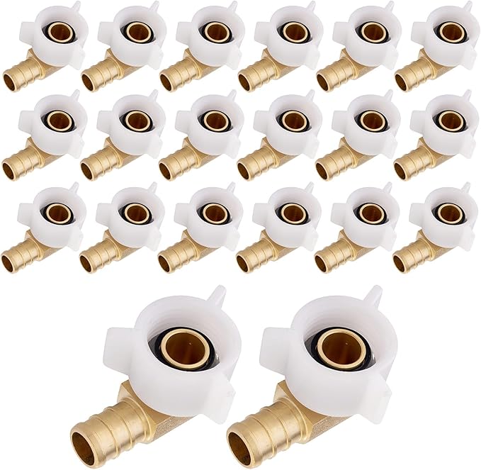 (Pack of 20) EFIELD Pex Crimp 3/4" Pex X 3/4" Female NPT Swivel Elbow Adapter Brass Fittings,(PEX1807211-20PCS)