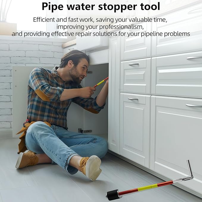 Plumbing Plug Tool, Water Stopper for Pipes 2" PVC Copper Steel Pipe, expansion range 4.5 to 5cm, No Draining Needed Fast Leak Repair up to 65 PSI, with replacement gaskets nuts EPDM Kit