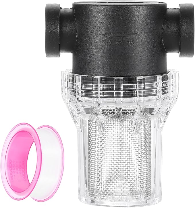 uxcell Pressure Washer Filter 1/2" NPT Female Thread, Inline Mesh Strainer Attachment, Stainless Steel Screen with Sealant Tape for Outdoor Gardening Inlet Water (Size:20 Mesh)