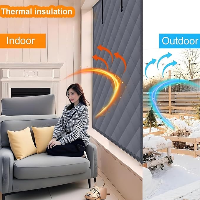 Thermal Window Cover for Wintern, Window Insulation Kit Blackout Oxford Curtain, Thicken Warm Waterproof Attic Insulation Blanket, Draft Blocker in Home RV 38 39 47 57 62 63in(Browns,63x98in)