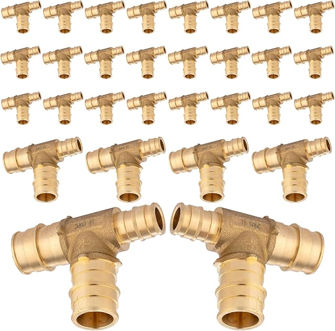(30-Pack) Seelink 3/4" x 1/2" x 3/4" PEX-A Tee Expansion Fittings, for PEX Tubing Pipe Hose Fittings, ASTM F1960(PEX1960046-30Pack)