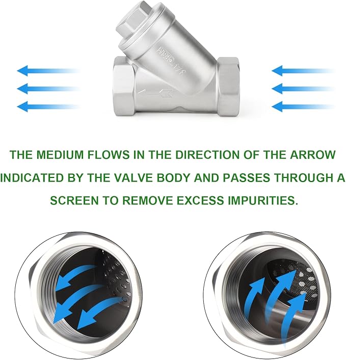 TAISHER 1PCS 304 Stainless Steel 1" NPT Female WYE Y Strainer Mesh Filter Valve CF8 WOG 800