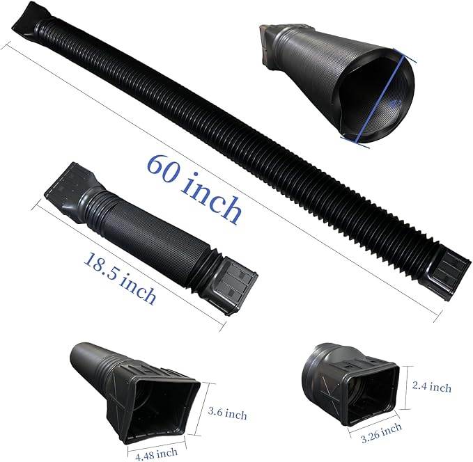 3 pack Flexible Rain Gutter Downspout Extensions,Drain Downspout Extender,Gutter Extension Flexible,Down Spout Drain Extension Pipes,Extendable from 21 to 60 Inches (3pcs black)