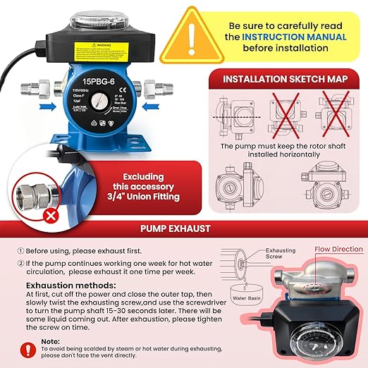 Instant Hot Water Recirculating Pump Replacement Kit for Tank Water Heater, House Circulation Pump w/Programmable Timer, 2 Brass Sensor Valves (595926), 4 Lines & Adapters, Replaces 0955805 & 595916