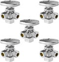 (Pack of 5) EFIELD Dual Compression Outlet Angle Stop Valve, Multi-Turn, 1/2" NOM (5/8" OD x 3/8" x 3/8") Chrome,(VALVE060-5PCS)