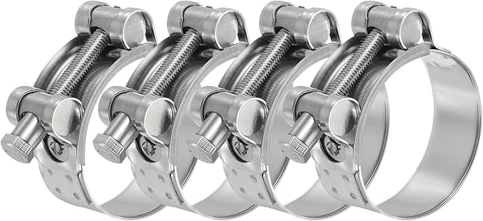 PATIKIL 48-51mm T-Bolt Hose Clamp, 4 Pack Intercooler Pipe Tube Clamps 304 Stainless Steel Radiator Hose Clamp for 1.89"-2.01" Pipe