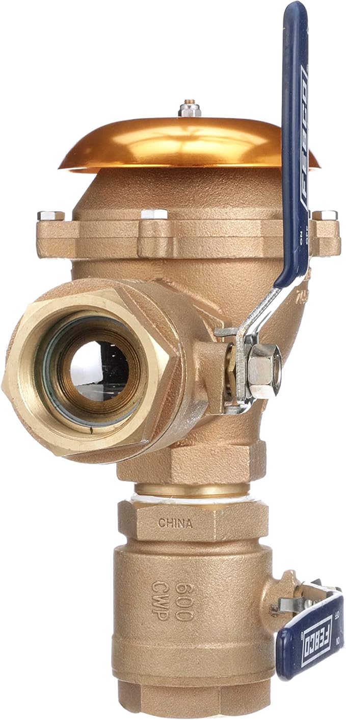 Febco 765 Series 2" Bronze Pressure Vacuum Breaker Backflow Preventer, Quarter Turn Shutoff, NPT Connections, Spring-Loaded Check Valves, Max Pressure 150 psi, Industrial Plant, Irrigation System