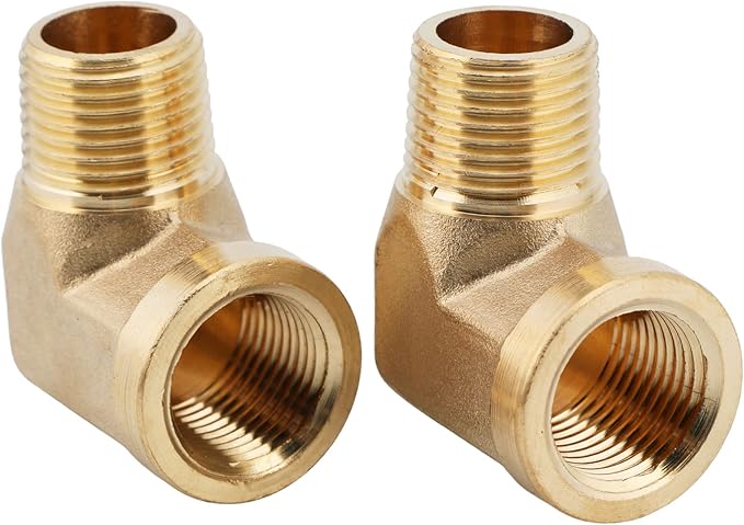 U.S. Solid 2pcs 90 Degree Barstock Street Elbow Brass Pipe Fitting 1/4" NPT Male Pipe to 1/4" NPT Female