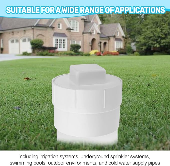 4" PVC Sewer Cleanout Adapter with Plug Pipe Fitting, PVC DWV Flush Sewer Cleaning Cap for Outdoor Garden and Garage Drainage Systems
