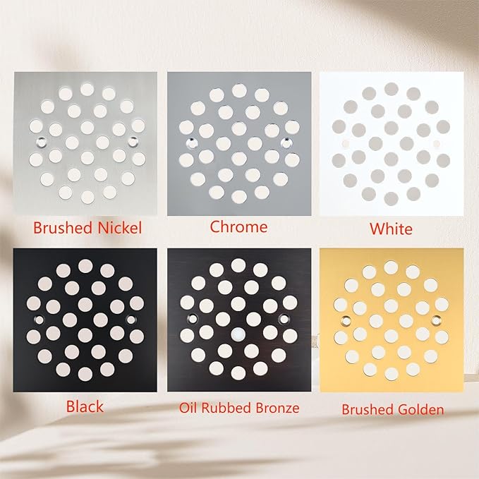 4-1/4 Inch Screw-in Square Floor Drain Cover Replacement Shower Grates with Screws (Chrome)