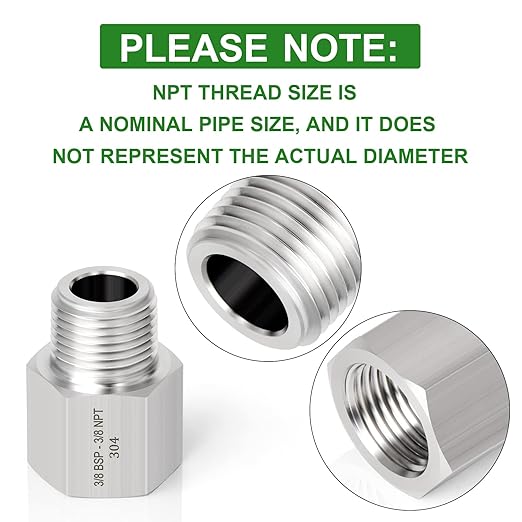 TAISHER 5PCS Forging of 304 Stainless Steel Fitting, Reducer Adapter, 3/8" NPT Male x 3/8" G Thread (BSP) Female