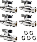 5 Pcs Straight Stop Valve,1/2"Inch x 3/8"Inch Pex Valve,Compression Straight Stop Valve,1/2 Inch Pex x 3/8 Inch Od Compression Shut Off Valve,Solid Brass,Pex
