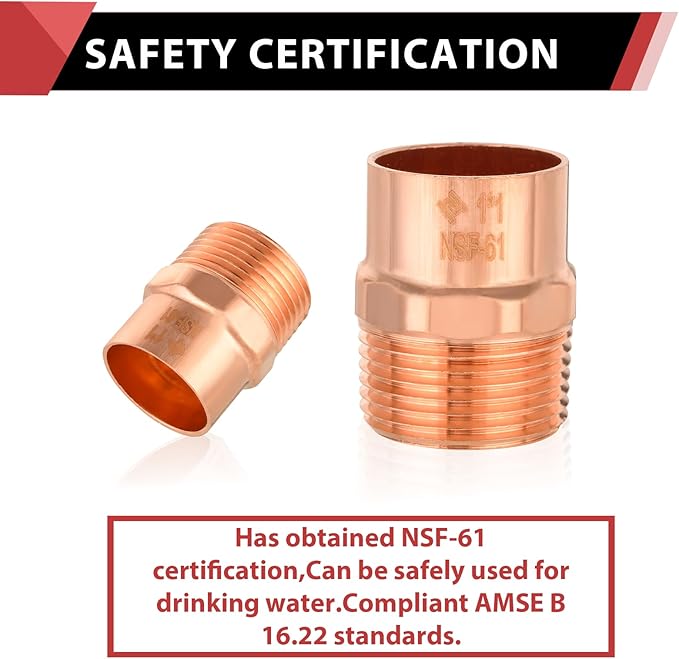 EFIELD 2-Inch Copper Male Adapter C x MNPT, LF Copper Plumbing Fittings with Sweat Solder X MNPT Connection (2-inch),(COPPER121)