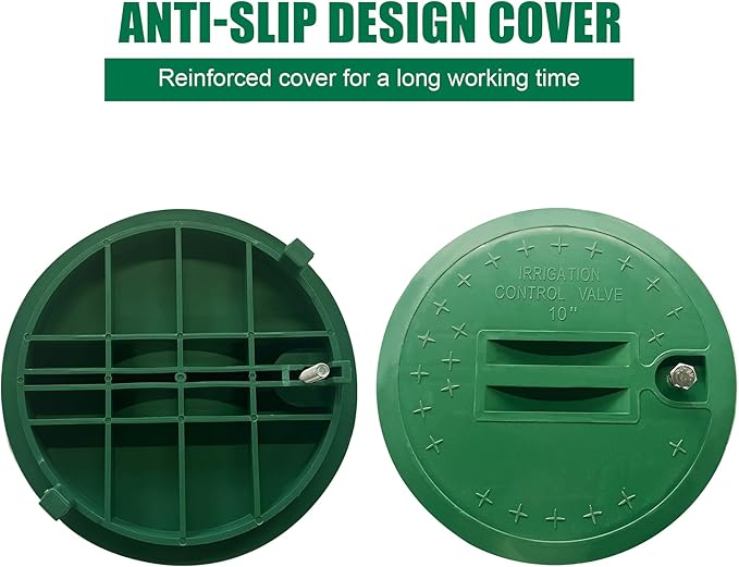 3 Pcs 10 in Sprinkler Valve Boxes, Durable PP Round Irrigation Valve Box for Garden Yard Outdoor Lawn Grassland Ground Farm, Underground Splice Box for Electrical Water Meter Box Green Cover