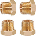 4PCS Heavy Duty Brass Reducer Hex Bushing, 3/4" NPT Male to 1/4" NPT Female, Threaded Reducing Pipe Fitting Adapter, 1200 PSI, Ideal for Plumbing, Fuel Lines, and Pneumatic Systems