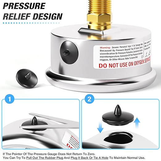 MEANLIN MEASURE 0-60Psi Stainless Steel Liquid Filled Pressure Gauge 1/4" NPT 2.5" FACE DIAL, with 1/4" 5/16" Barbed, WOG Water Oil Air (9Pieces KIT, Back Mount)