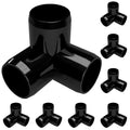 FORMUFIT 3/4” 3-Way Elbow Furniture Grade PVC Fitting in Black, Made in USA, UV-Resistant, Impact-Proof, 1.050” Actual Socket Diameter (Pack of 8)