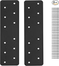 2 Pcs 11.8"x3" Straight Steel Flat Plate, Heavy Duty Mending Plate with Black Powder-Coated Joining Brackets, I Shape Strap Metal Plate Fit 4x4,6x6 for Repair House,Furniture,Pavilion,Truss framing