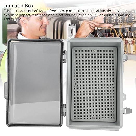 Electrical Junction Box,175x275x110mm IP67 ABS Plastic Electrical Project Enclosure with Mounting Plate