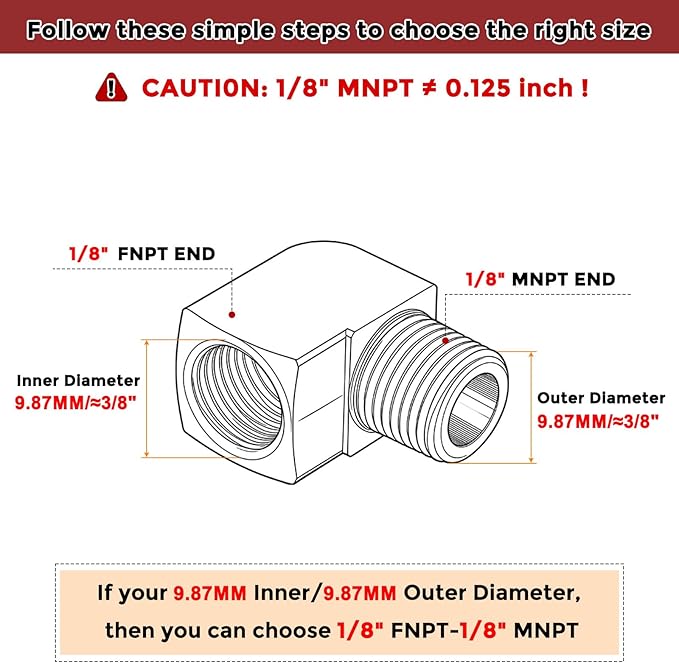Packs of 5, 90 Degree 1/8" FeMale NPT to 1/8" Male NPT Solid Brass Barstock Street Elbow, Forged Pipe Fitting for Pipe Leak Repair, Bathroom Remodeling, Tool Extension, Compression