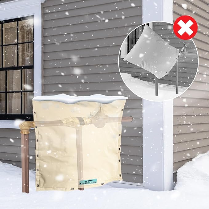 Backflow Preventer Cover Insulated 36"W x 36"H for IN-WALL Pipes with Aluminum Foil Backflow Insulation Cover with 7 Layers Fabric, Sprinkler Covers for Outside Pipe Traversable, Khaki