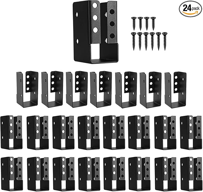 Concealed Joist Hanger 24PCS,2"x4" Joist Bracket,Framing Bracket,Railing Brackets,Q235B Steel Powder-Coated Joist Hanger Fit for Beam,Swing, Handrail,Fence