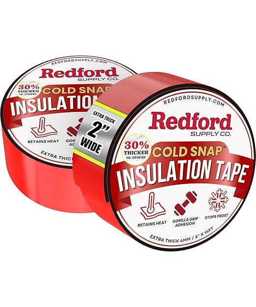 Redford Supply Co. 2 Pack - 2 inch x 14 ft, Pipe Insulation, Outdoor Pipe Insulation Wrap for Winter Freeze Protection, Water Line Freeze Protection Foam, Insulated Wrap for Copper Pipes, PVC, AC Line