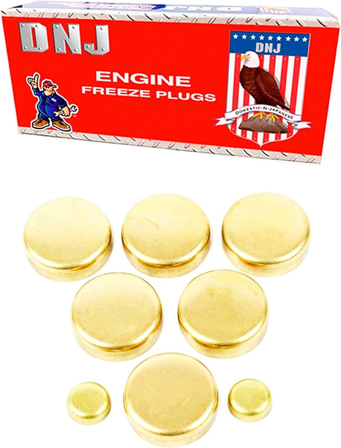DNJ FPS150 Brass Freeze Plug Set for 1995-2010 Chrysler, Dodge, Eagle, Jeep, Mitsubishi, Plymouth Avenger, Breeze, Caravan 2.0L-2.4L L4 16V DOHC 148cid