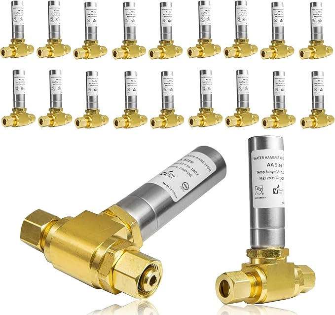 Water Hammer Arrestor,3/8" OD Comp. X 3/8" OD Tee Stainless Steel Water Arrestor,for Dishwasher Connection(20PACK,Stainless Steel Arrestor)(HAMMER013-20Pack)