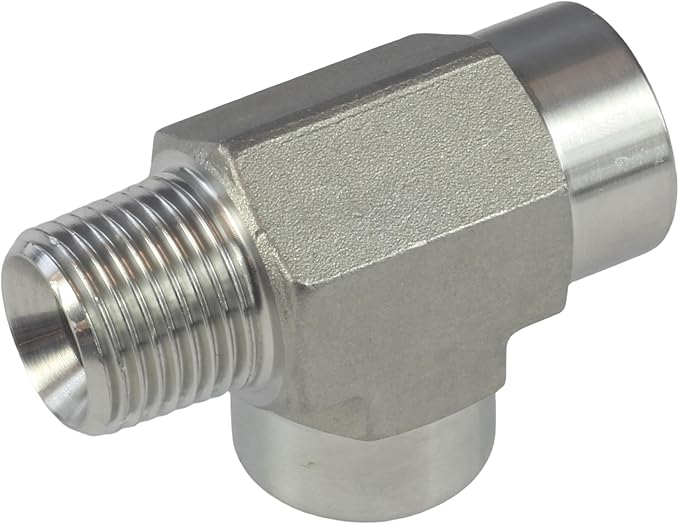 HFS(R) 304 Stainless Steel FORGED Pipe Fitting NPT Tee, 1/2" NPT Male x 1/2" NPT Female x 1/2" NPT Female, 3 Ways Branch Tee Connector Pipe Fitting
