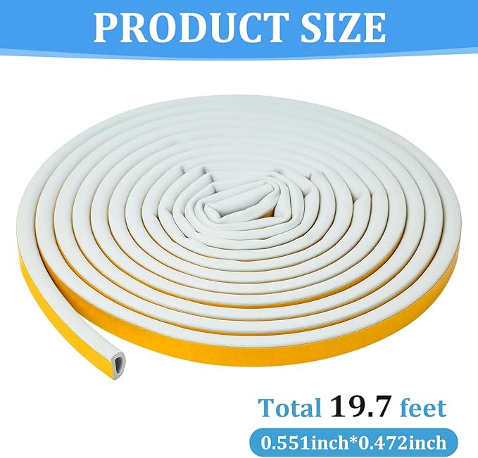 19.7Feet D-type Weather Stripping Door Seal, Self-Adhesive Seals for Door Window Gap, Soundproofing, Insulation Strip, Door Sealers for Door Frame (Gray), D14-12