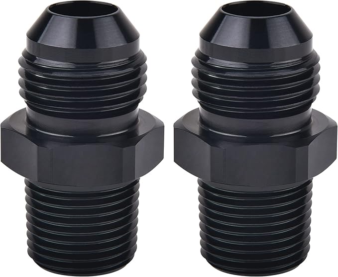 EVIL ENERGY 10AN Male Flare to 1/2" NPT Pipe Fitting Adapter Aluminum Straight Black 2PCS
