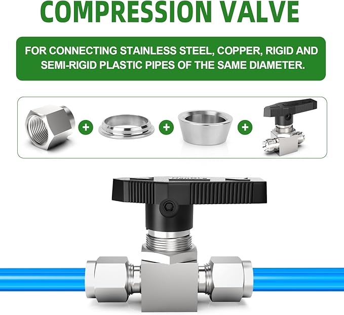 TAISHER 1PCS 316 Stainless Steel Compression Valve, 3/4" Tube OD x 3/4" Tube OD Straight Adapter