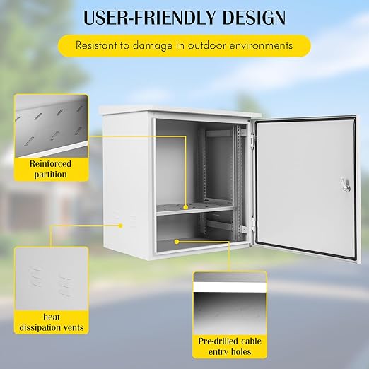 Electrical Junction Box IP55 Waterproof Metal Galvanized Electrical Enclosure Wall/Pole Mounted for Electrical Services and Battery Accessories