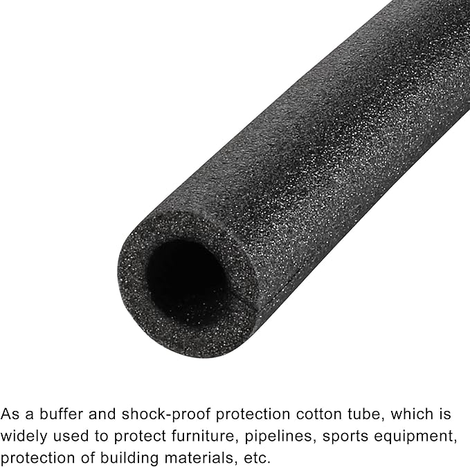 MECCANIXITY Foam Tube Sponge Protective Sleeve Heat Preservation Black Sleeve Polyethylene Pipe 20mm(0.78 Inch) ID for Pipe Insulation, Pack of 2