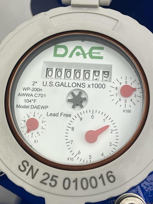 DAE WP-200n 2" Lead Free Woltmann Helix Water Meter, Pulse Output, Gallon