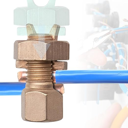 10PCS High-Strength Brass Split Bolt Connectors,TJ-16(6AWG-8AWG) Grounding Clamps for Secure Bonding to Bare Wires (Electrical,Grounding Applications)