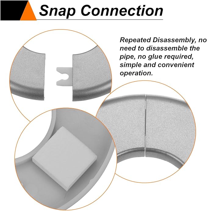 HARFINGTON 2pcs Wall Split Flange 44mm/1.7" Self-Adhesive Plumbing Cover Plates ABS Plastic Round Escutcheon Plate Buckle Design for Water Pipe Bathroom Kitchen Decoration, Gray