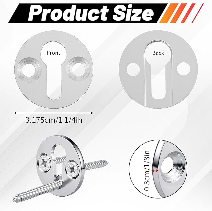 Shimeyao 12 Sets Newel Post Fastener, Newel Post Mounting Kit, Column Handrail to Pole Fastener, 1 1/4 Inch Diameter x 1/8 Inch Thickness Hardened Steel Plate with 1 Round Steel Plate 3 Long Screws
