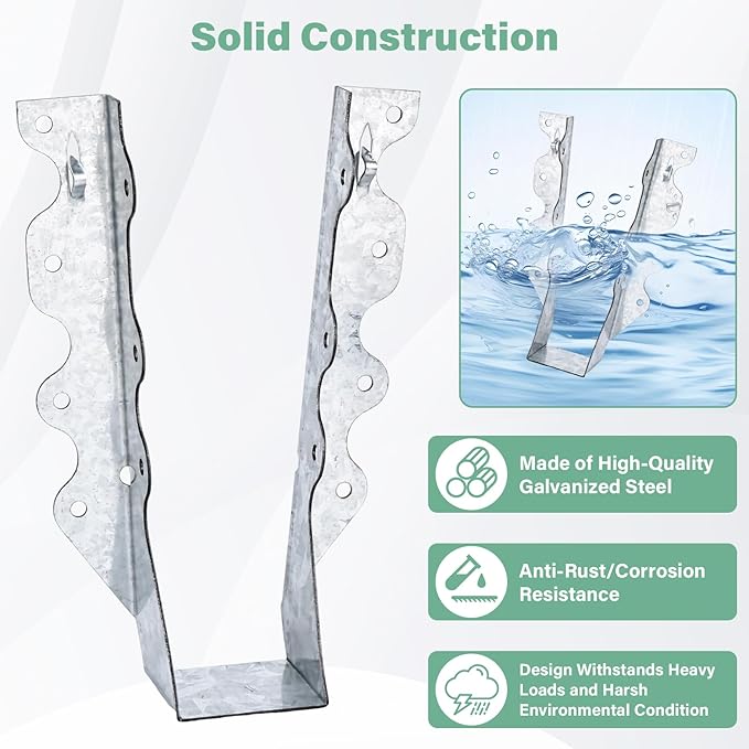 50 PCS 2"x8"Joist Hanger,20 Gauge Double Shear Face Mount Rafter Hanger for Deck Brackets,Rafter Brackets,Hurricane Ties for rafters