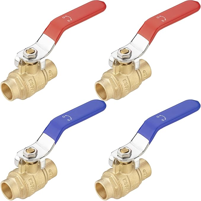 (4 Pack) Lidertik 1/2 inch Sweat Ball Valve Shut Off Valve 1/4 Turn Valve LI-QF1-FS-0.5(4 PCS)