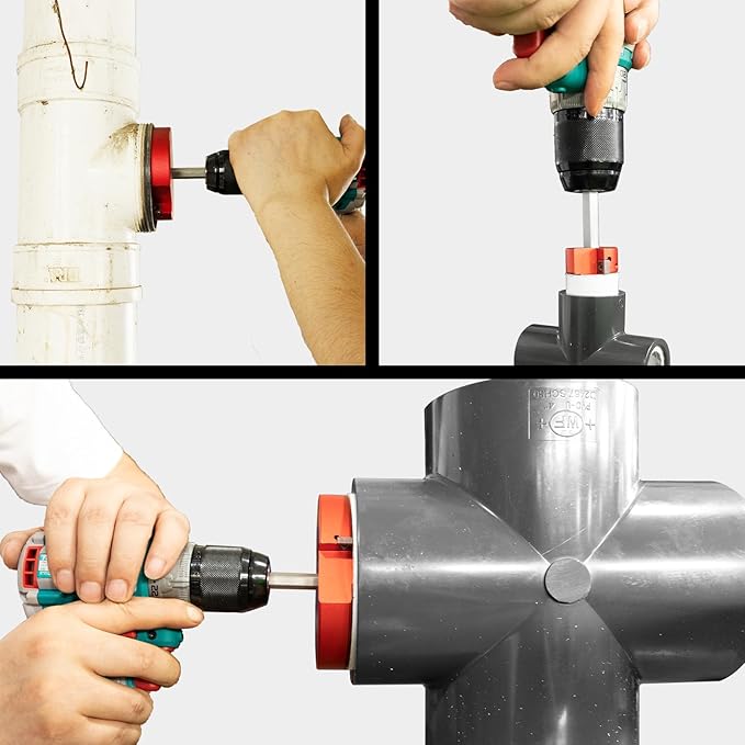 2 Wings PVC Pipe Reamer, Plastic PVC Pipe Fitting Saver Kit Fit into Standard 1/2" Drills 1inch Head Socket Saver Tool