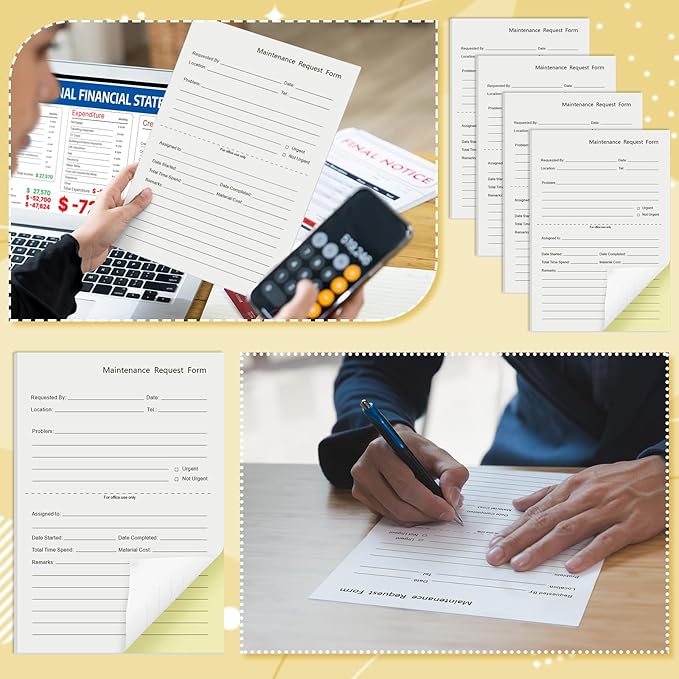 Clabby 400 Sets Maintenance Request Book/Forms/Slips, 2 Part Carbonless, 4. 7 x 7. 1 Inch Maintenance Log Books, Repair Request Forms, 50 Sets Each Pad, for Office Hospitals Management