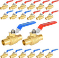 20-Pack Foskan 1" PEX Crimp Ball Valve, Brass Quarter Turn Full Port Shut-off Valve for PEX Tubing(Blue and Red)
