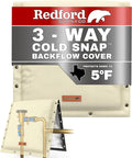 Redford Supply Co. Cold Snap (5°F) Backflow Preventer Insulation Cover, 3-Way Custom, 14" W x 14" H, Pipe Insulation, Water Sprinkler Covers for Outside, Sprinkler Backflow Cover for Winter (Beige)