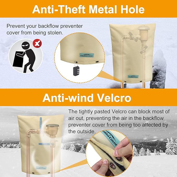 Backflow Preventer Cover Insulated (5˚F) with Thicker 7 Layers Fabric - 16" W x 20" H with Aluminum Foil Backflow Cover for Winter Pipe Freeze Protection - Sprinkler Covers for Outside