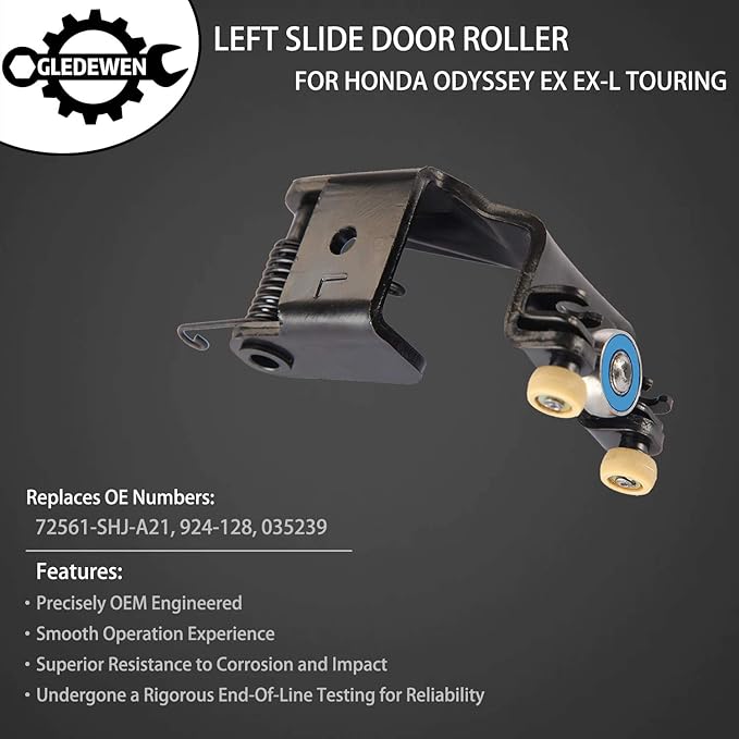 Left Slide Door Roller Assembly Driver Side Upper Center Male Roller | for 2005-2010 Honda Odyssey EX, EX-L, Touring model | Replaces# 72561-SHJ-A21, 72561SHJA21, 72561S-HJA21, 924-128