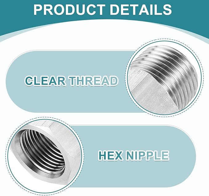 uxcell Pipe Fitting Reducing Adapter, 3/8" NPT Male x G3/8" Female 304 Stainless Steel Reducer Connector for Water Oil Air Pressure Gauge, Silver